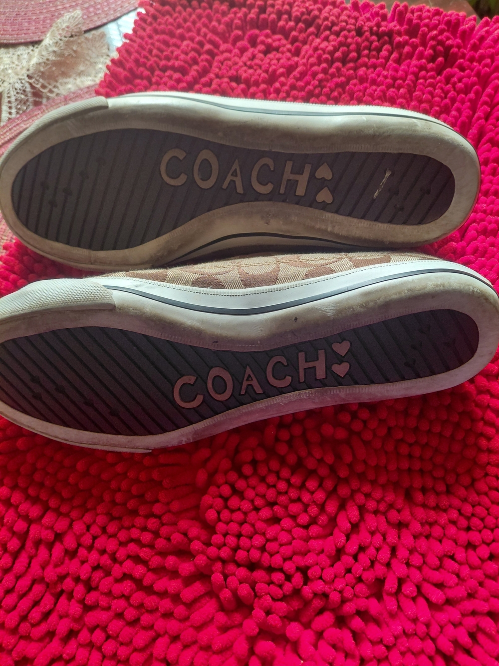 Coach Women's Slip-On Signature Canvas Sneakers in Tan - Picture 4 of 7